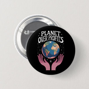 Badge Rond 5 Cm La planète avant les profits Le changement climati