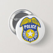 Badge Rond 5 Cm La police protège et sert l'insigne (Devant & derrière)