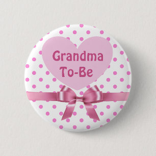 Badge Rond 5 Cm La polka rose a pointillé la grand-maman pour êt