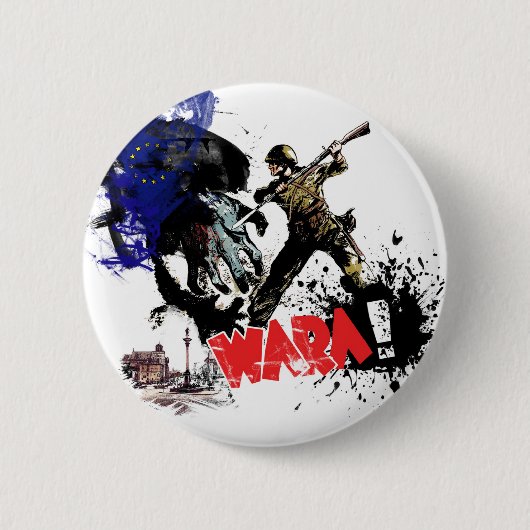 Badge Rond 5 Cm La Pologne Wara ! (Devant)