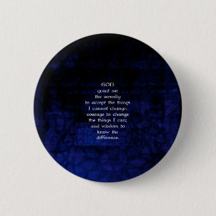 Badge Rond 5 Cm La Prière Sérénité Avec Arrière - plan Bleu