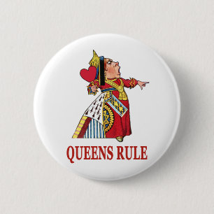 BADGE ROND 5 CM LA REINE DES COEURS DÉCLARE LA RÈGLE DES REQUÈNES