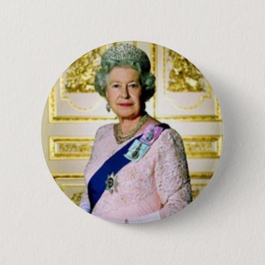 Badge Rond 5 Cm La Reine Elizabeth (Devant)