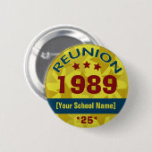 Badge Rond 5 Cm La Réunion de classe avec des étoiles (Devant & derrière)