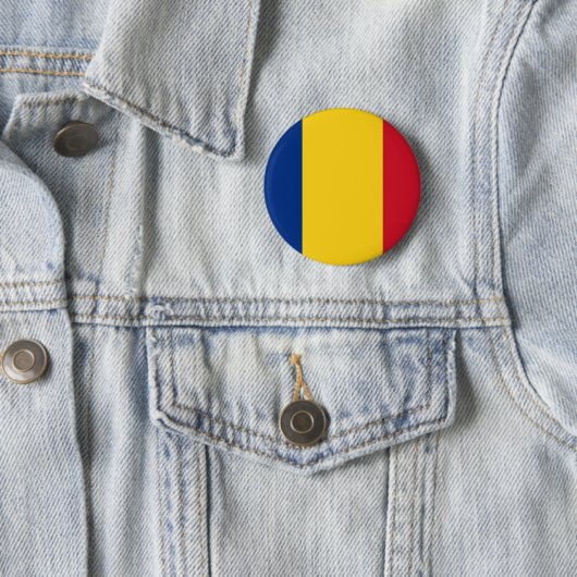 Badge Rond 5 Cm La Roumanie - drapeau roumain - Drapelul României (En situation)
