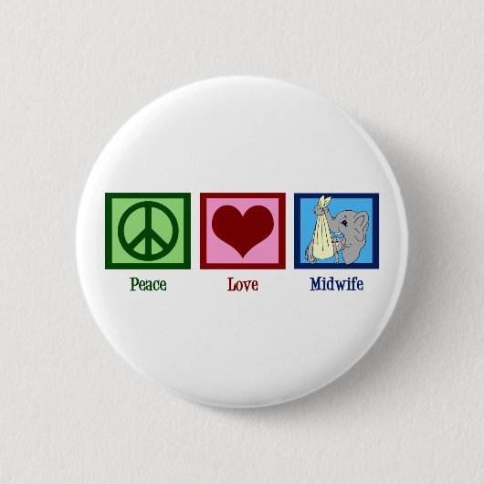 Badge Rond 5 Cm La sage-femme de Peace Love (Devant)