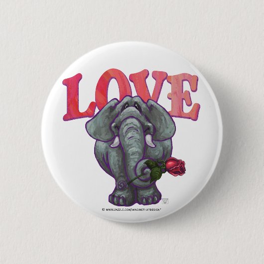 Badge Rond 5 Cm La Saint-Valentin des éléphants (Devant)