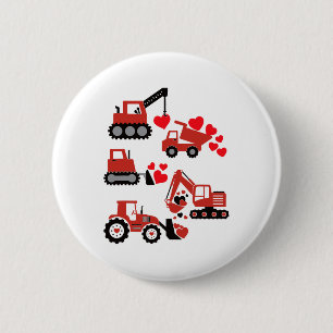 Badge Rond 5 Cm La Saint-Valentin Garçons Enfants Construction Tru