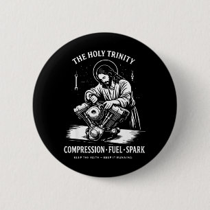 Badge Rond 5 Cm La Sainte Trinité Compression Carburant Étincelle