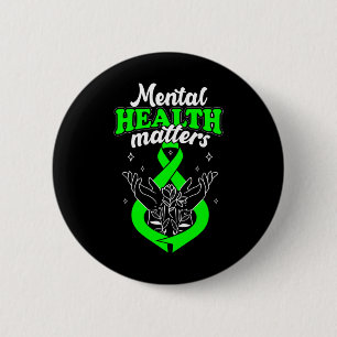 Badge Rond 5 Cm La santé mentale est importante Fleurs Sensibilisa