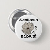 Badge Rond 5 Cm La Scoliose Bat Conception De Sensibilisation (Devant & derrière)