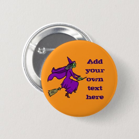 Badge Rond 5 Cm La sorcière de Halloween ajoutent votre propre (Devant & derrière)