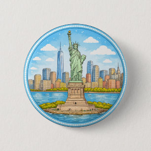 Badge Rond 5 Cm La Statue de la Liberté de New York