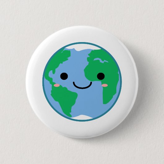 Badge Rond 5 Cm La terre de planète de Kawaii (Devant)