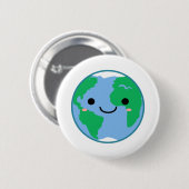 Badge Rond 5 Cm La terre de planète de Kawaii (Devant & derrière)