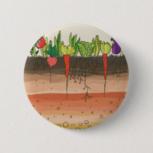 Badge Rond 5 Cm La terre de sol de potager pose l'art de nature
