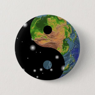 Badge Rond 5 Cm La terre de Yin Yang