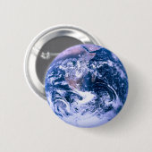 Badge Rond 5 Cm La Terre Du Marbre Bleu De L'Espace (Devant & derrière)