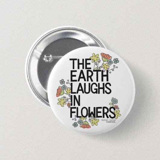 Badge Rond 5 Cm La Terre rit de fleurs (Devant & derrière)