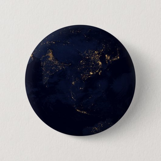 Badge Rond 5 Cm La Terre s'illumine la nuit en Asie et en Australi (Devant)