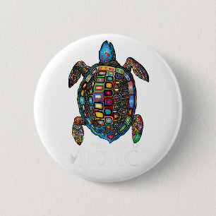 Badge Rond 5 Cm La Tortue De Mer Graphique Golfe Du Mexique N'Oubl
