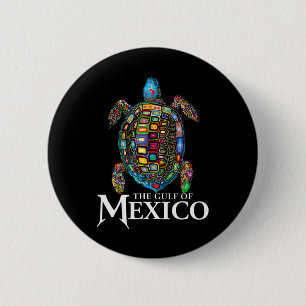 Badge Rond 5 Cm La Tortue De Mer Graphique Golfe Du Mexique N'Oubl