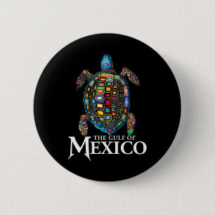 Badge Rond 5 Cm La Tortue De Mer Graphique Golfe Du Mexique N'Oubl