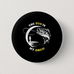 Badge Rond 5 Cm La traction est ma drogue pêche pêcheur fun angl