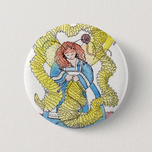 Badge Rond 5 Cm La tricoteuse (Devant)