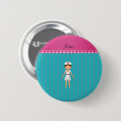 Badge Rond 5 Cm La turquoise nommée faite sur commande (Devant & derrière)