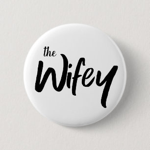 Badge Rond 5 Cm La typographie fantaisiste Wifey pour la mariée