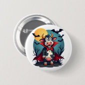 Badge Rond 5 Cm La vache Dracula se lève (Devant & derrière)