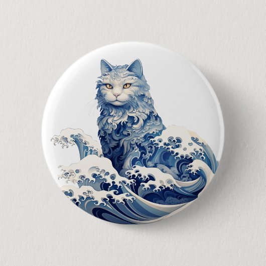 Badge Rond 5 Cm La Vague De Chat Au Large De Kanagawa (Devant)