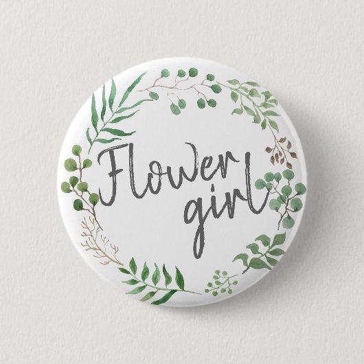 Badge Rond 5 Cm La verdure botanique | Feuille | Fleur fille (Devant)