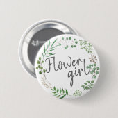 Badge Rond 5 Cm La verdure botanique | Feuille | Fleur fille (Devant & derrière)
