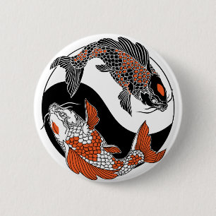 Badge Rond 5 Cm la vie, c' est l' équilibre. Poisson de carpe koi