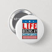 Badge Rond 5 Cm La Vie Commence À La Conception (Devant & derrière)