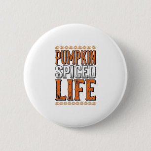 Badge Rond 5 Cm La vie épicée de citrouille Typographie Halloween