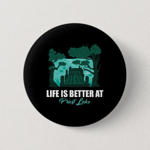 Badge Rond 5 Cm La vie est meilleure à Priest Lake en kayak et pon