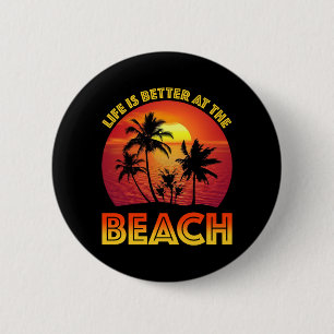 Badge Rond 5 Cm La Vie Est Mieux À La Plage