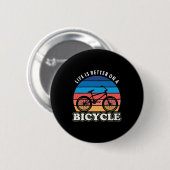 Badge Rond 5 Cm La Vie Est Mieux À Vélo (Devant & derrière)