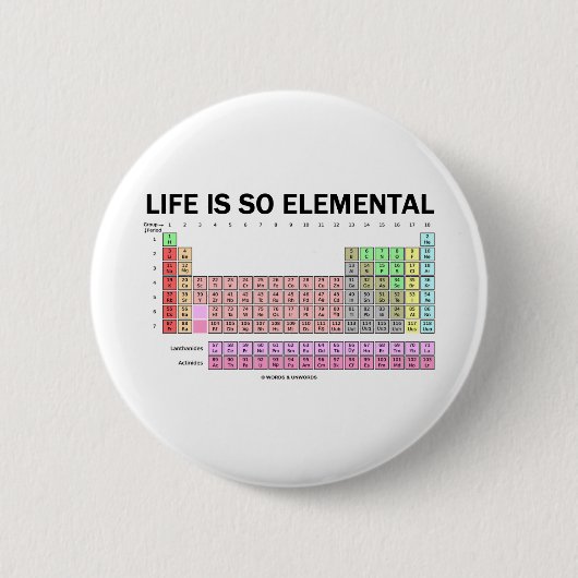 Badge Rond 5 Cm La vie est si élémentaire (le Tableau des éléments (Devant)