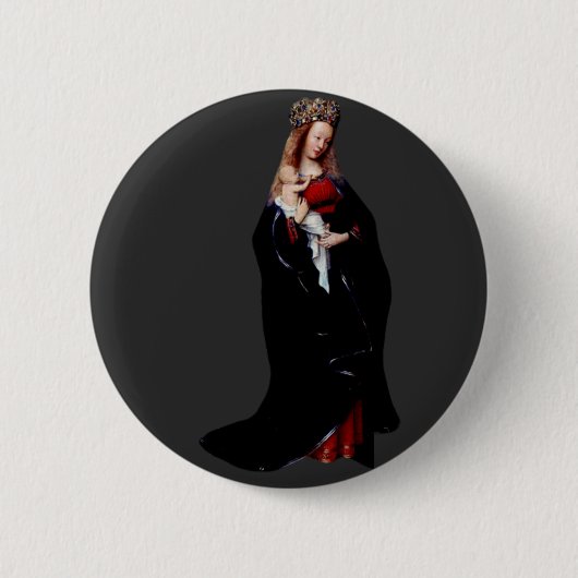 Badge Rond 5 Cm La Vierge dans l'Eglise par Jan van Eyck (Devant)