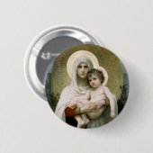 Badge Rond 5 Cm La Vierge des Roses de Bouguereau (1903) (Devant & derrière)