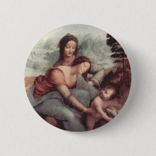 Badge Rond 5 Cm La Vierge et l'enfant avec St Anne