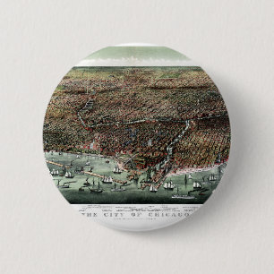 Badge Rond 5 Cm La ville de Chicago - 1892 carte picturale vintage