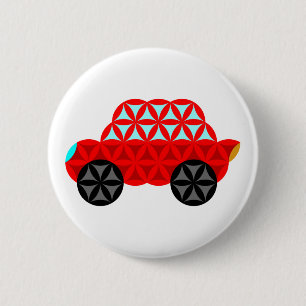 Badge Rond 5 Cm La Voiture De Vie - Formes Sacrées A3, Rouge.