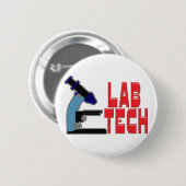 Badge Rond 5 Cm LABORATOIRE TECH avec le MICROSCOPE (Devant & derrière)