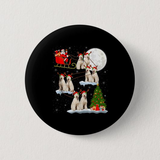 Badge Rond 5 Cm Labradoodle Dog Santa Sleigh Flying Funny Magical  (Devant)