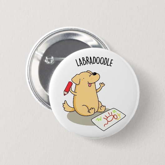 Badge Rond 5 Cm Labradoodle Funny Labrador Chien Pun (Devant & derrière)